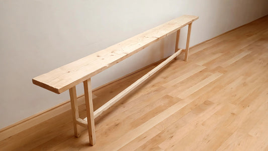 Rustic console table, 10 ft, angle view