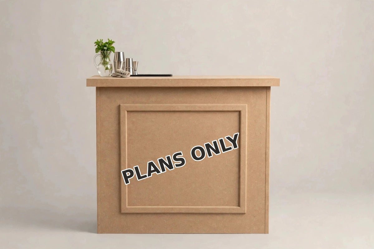 4-Foot Collapsible Bar Build Plans — raw MDF bar, plans only