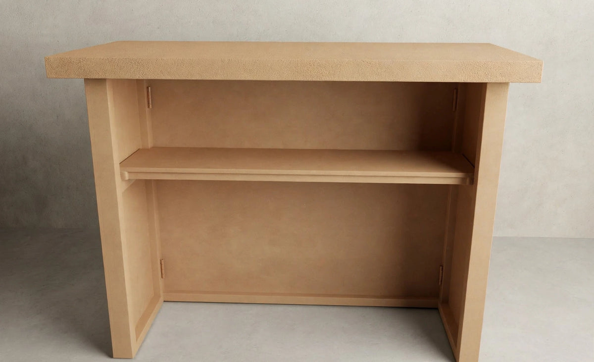 Back view of the unpainted MDF 4-foot collapsible portable event bar