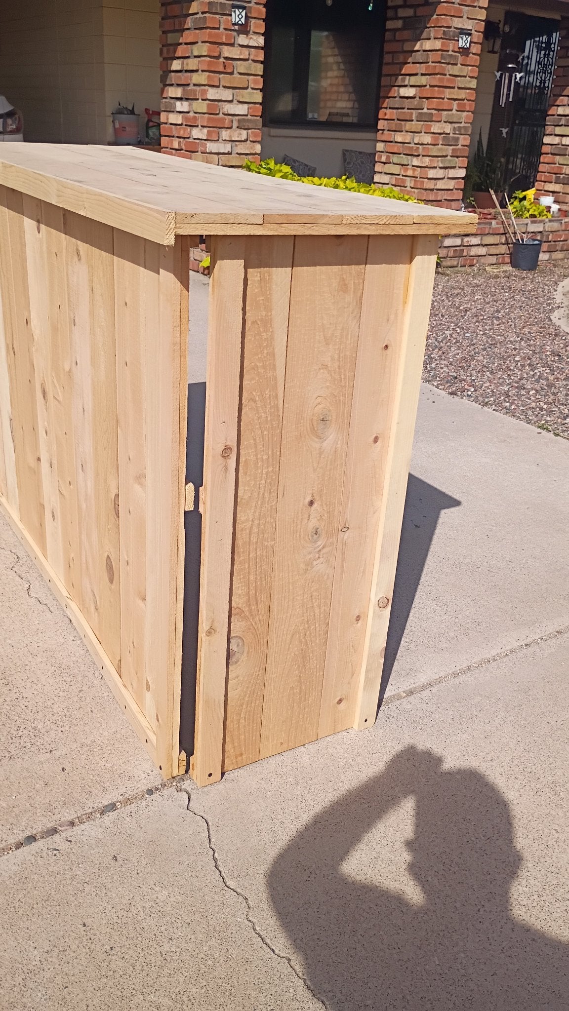 5-foot folding cedar bar — side swung open, showing how it folds