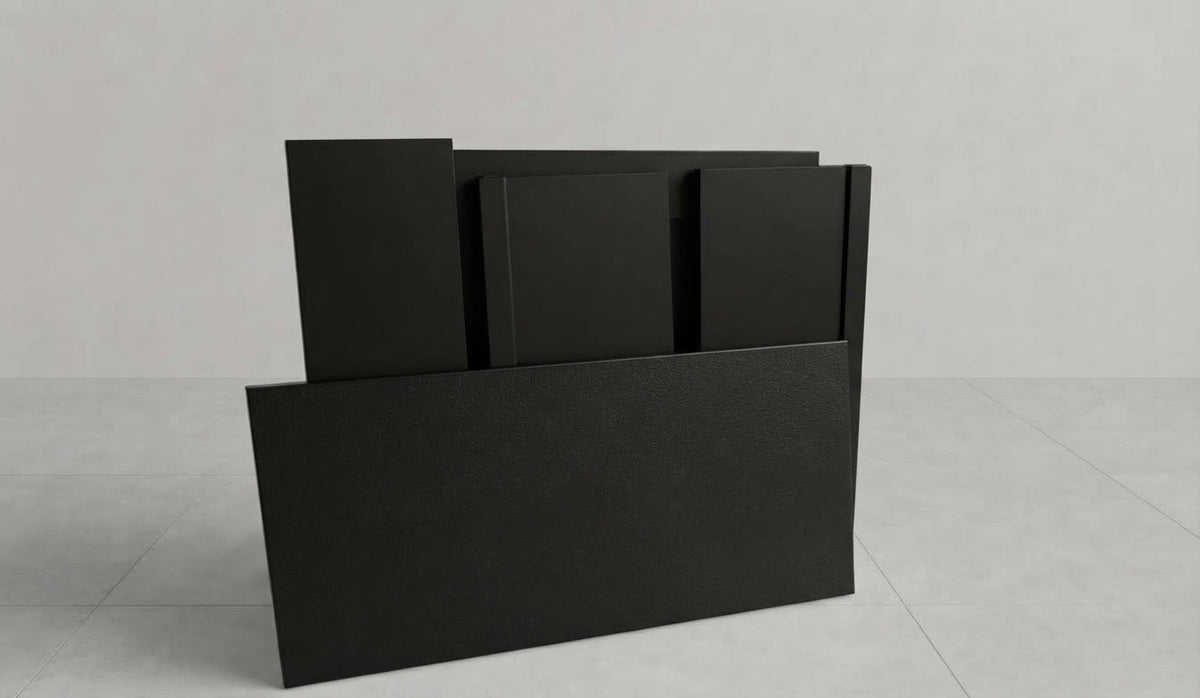 Black 6-foot collapsible portable event bar broken down into flat pieces