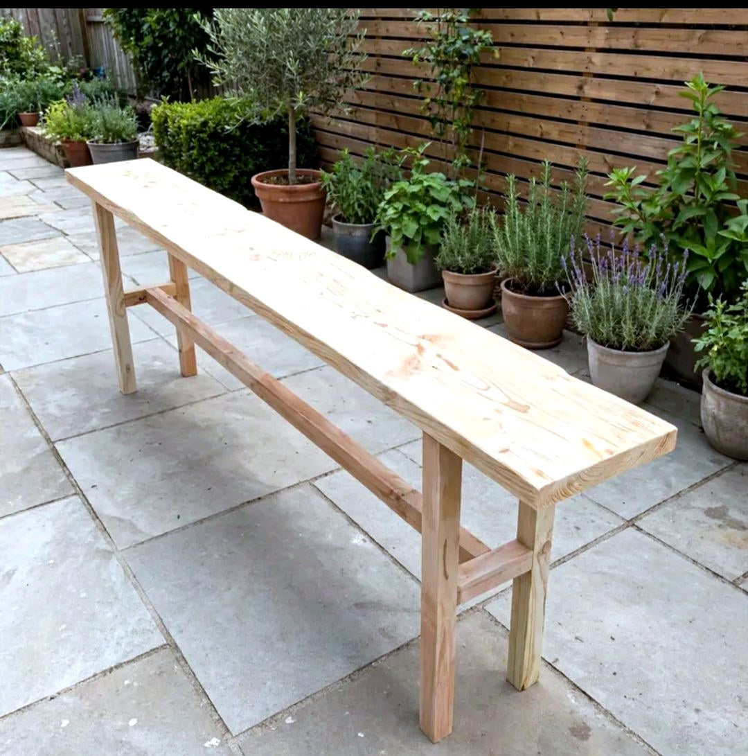 Rustic console table, 6 ft, outdoors