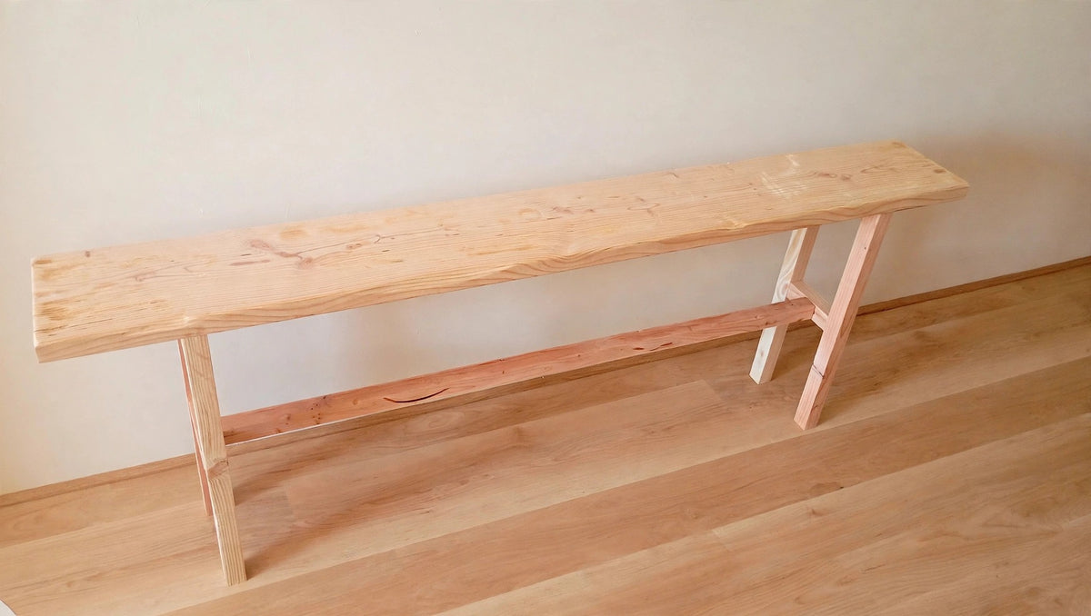 Rustic console table, 6 ft, side view