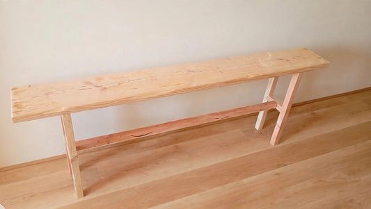 Rustic console table, 6 ft, side view