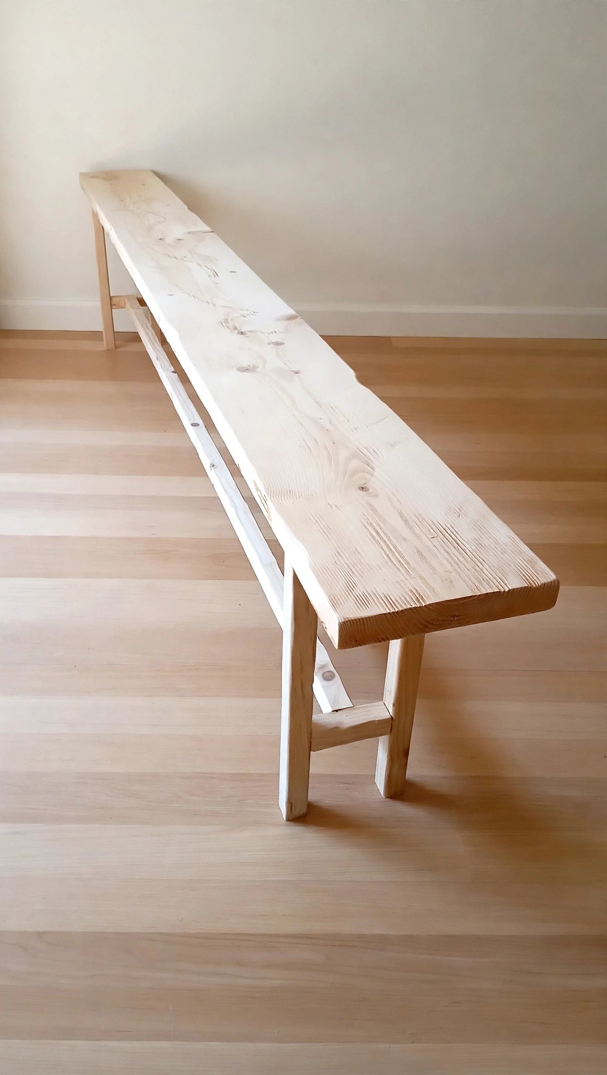 Rustic console table, 10 ft, end view